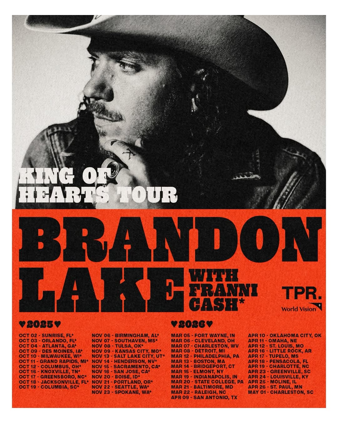 Brandon Lake King of Hearts Tour Poster 2025-2026